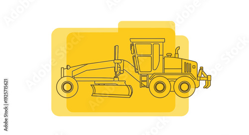Industrial Grader Machine Vector Illustration For Construction Projects