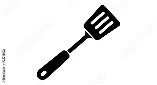 Simple black and white illustration of a kitchen spatula on a white background