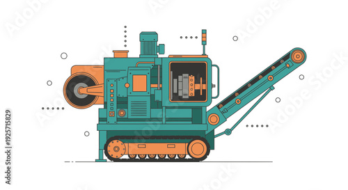 Industrial Heavy Duty Conveyor Machine Equipment Modern Illustration