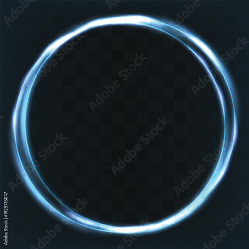 Blue light oval frame with glow effect on dark checkered background