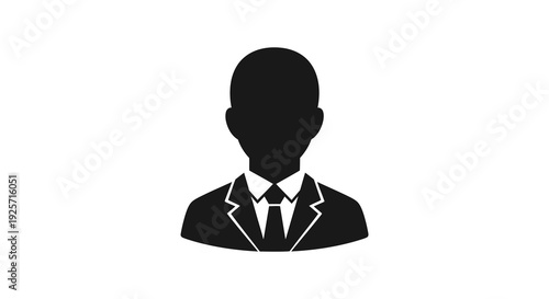Simple black silhouette of a business person wearing a suit and tie