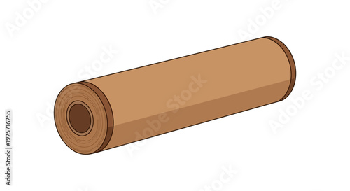 Illustration of a rolled brown paper or cardboard tube with circular openings