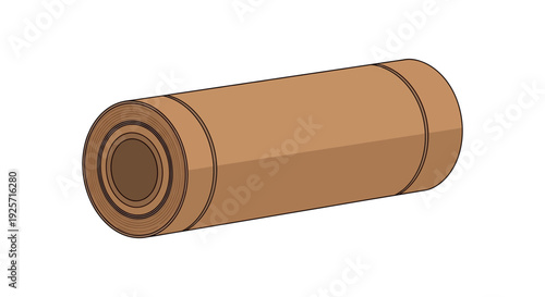 An isolated illustration of a rolled carpet likely for flooring or rugs