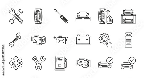 Automotive Repair and Maintenance Icons Set.