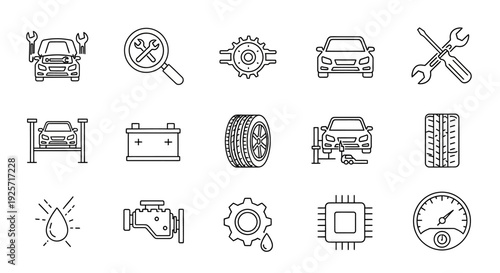 Automotive Repair and Maintenance Icons Set.