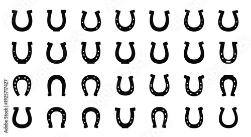 Repeating horseshoe shapes create a pattern with dark silhouettes