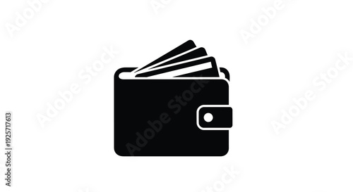 Black wallet with cash a simple financial icon silhouette