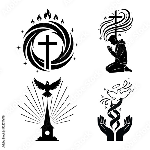 Pentecost Cross Glory and Light Christian Icon Bundle