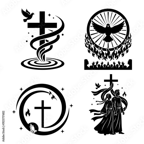 Pentecost Fire Flame and Tongues of Spirit Icon Bundle