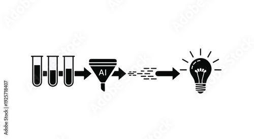 AI technology concept with test tubes and light bulb