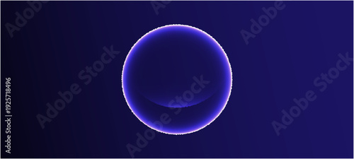 Abstract 3d sphere of purple and blue neon gradient particle waves. Neon futuristic 3d sphere of blue and purple glowing digital waves and particles.