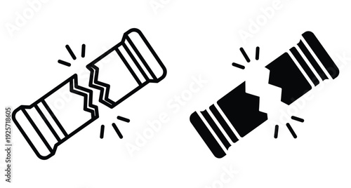 Two versions of a snapped candy bar icon showing a clean break in half