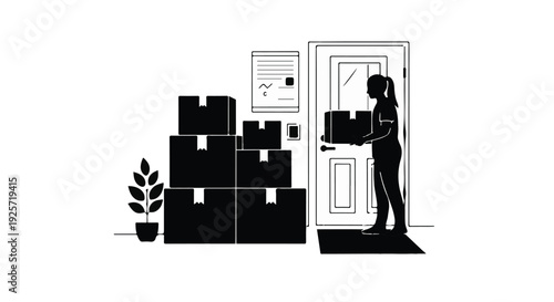 woman moving into new home with boxes