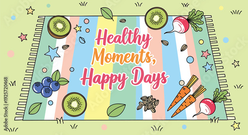 Healthy food vector banner with fruits and vegetables