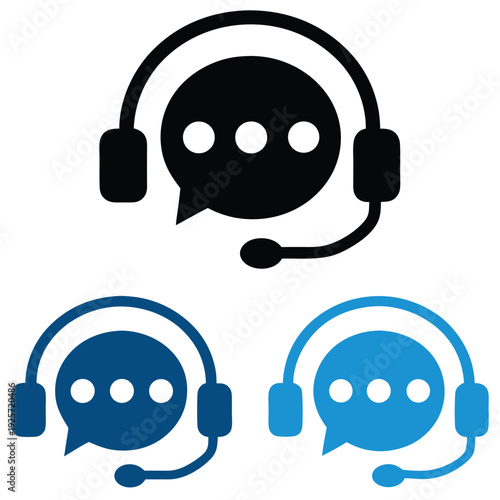 Collection of Three Customer Service Vector Icons for Business Support and Client Communication