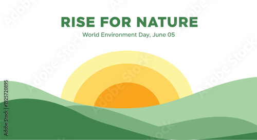 Environmental landscape vector illustration with sunrise