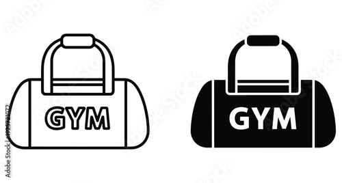 Two black and white duffel bag icons representing sports gear and fitness workout