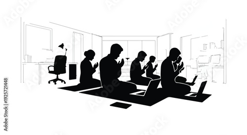 people praying in office during ramadan
