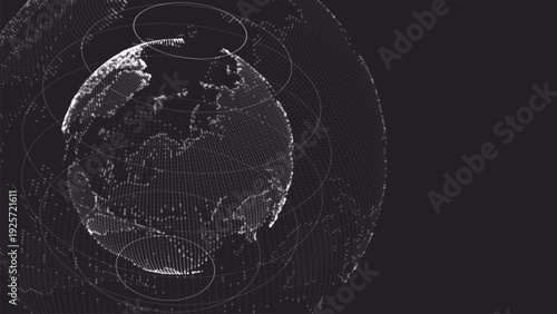 A digital model of the Earth, assembled from glowing dots and lines. The image symbolizes the unity of the world, technology, and the future of digital civilization.