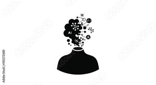 thinking person head with creative ideas exploding