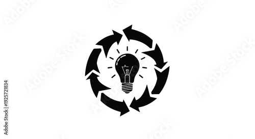 Innovation cycle light bulb icon with arrows