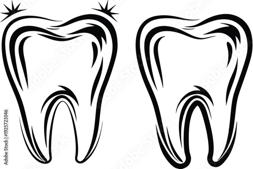 Minimalist black and white tooth icon for dental clinic branding and oral hygiene concepts