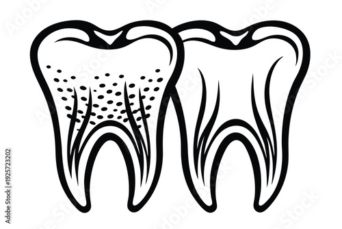 Stylized dental tooth symbol icon for orthodontic clinic and professional tooth care advertising