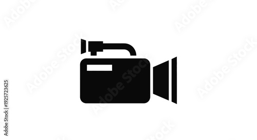 Simple black silhouette of a vintage camcorder icon