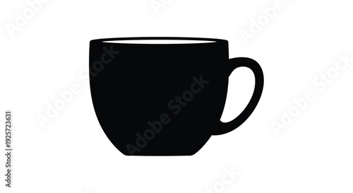 Simple black silhouette of a coffee or tea cup with a handle