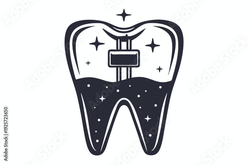 Simple molar tooth graphic for dentistry software icons and dental health tracking apps