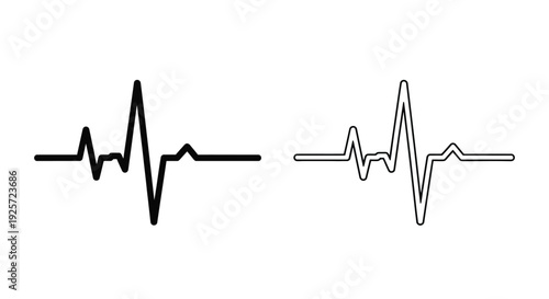 Two black line art heartbeats on a white background