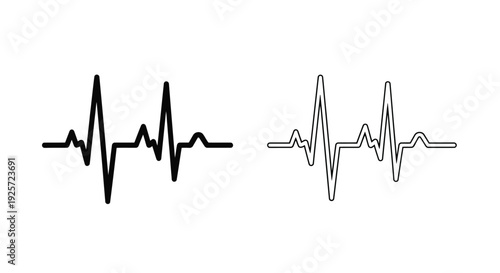 Black and white illustration of two electrocardiogram heart rate waveforms