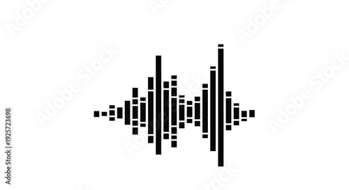 Abstract waveform graphic resembling sound waves in stark black silhouette