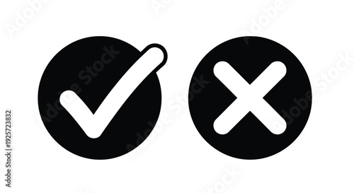 Black circles displaying a check mark and an x symbol