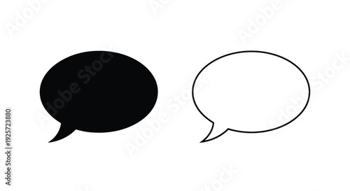 Two speech bubbles one solid black one white outline