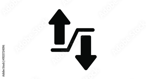 Black icon depicting an arrow pointing up and down with a step
