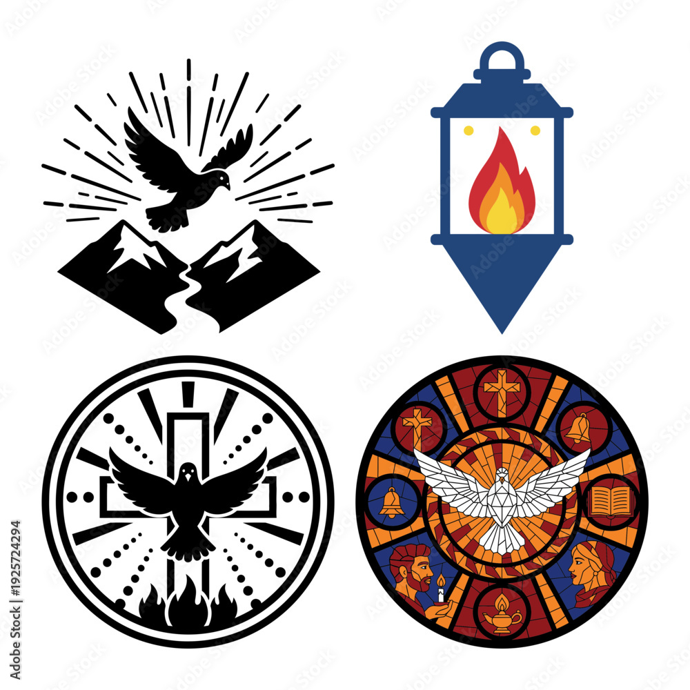 Fototapeta premium Pentecost Apostles Prayer and Devotion Christian Icon Bundle