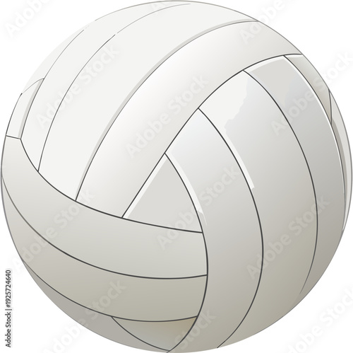 White Volleyball Ball Flat Vector Illustration Isolated