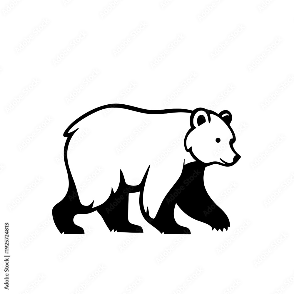 Fototapeta premium Brown Bear. Brown Bear simple black and white line art vector logo
