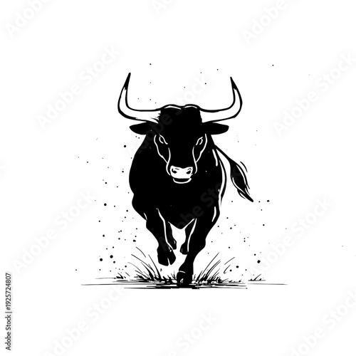 bull. bull simple black and white line art vector logo