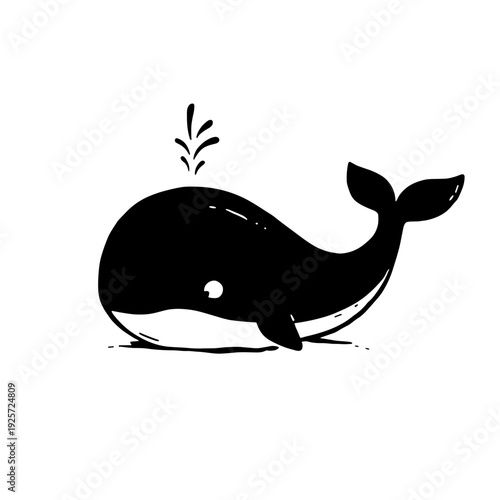 Beluga Whale. Beluga Whale simple black and white line art vector logo