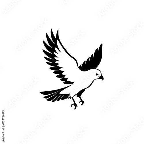Buzzard. Buzzard simple black and white line art vector logo