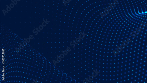 Abstract background of moving particles. Futuristic dotted wave. Big data. 3D vector illustration