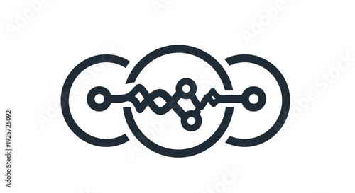 Abstract interconnected circles and lines graphic design.