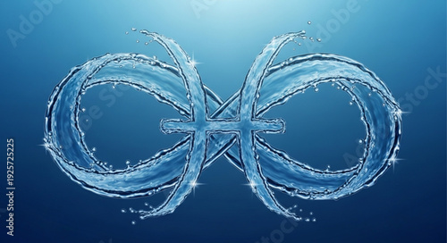 Abstract infinity symbol made of splashing water.