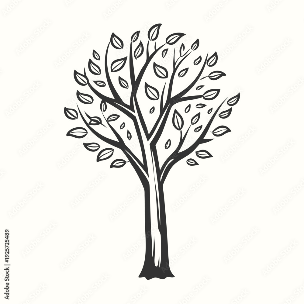 Fototapeta premium Stylized Nature Tree Icon for Forest Conservation and Eco Design