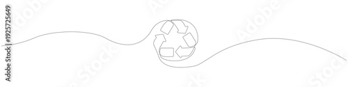 Environmental continuous one line drawing of the universal recycling symbol with arrows. Minimalist sustainability and ecology vector art illustration.