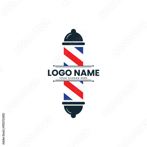 Barber Logo with Traditional Pole Design
