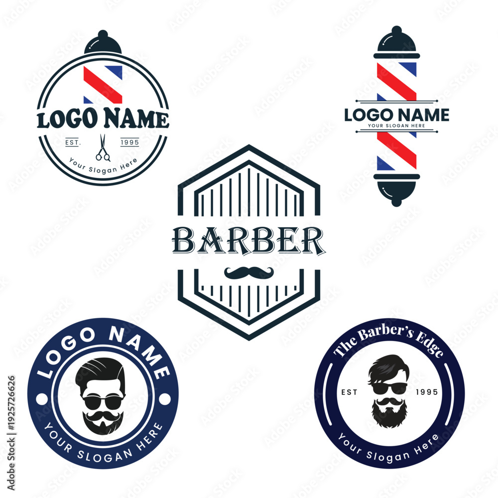 Fototapeta premium Minimal Barber Logos for Grooming Salon Branding