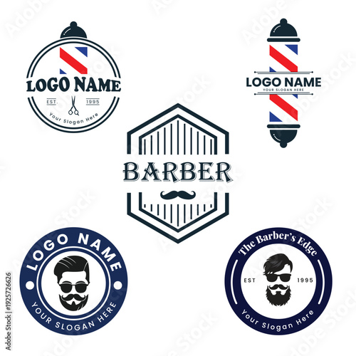Minimal Barber Logos for Grooming Salon Branding